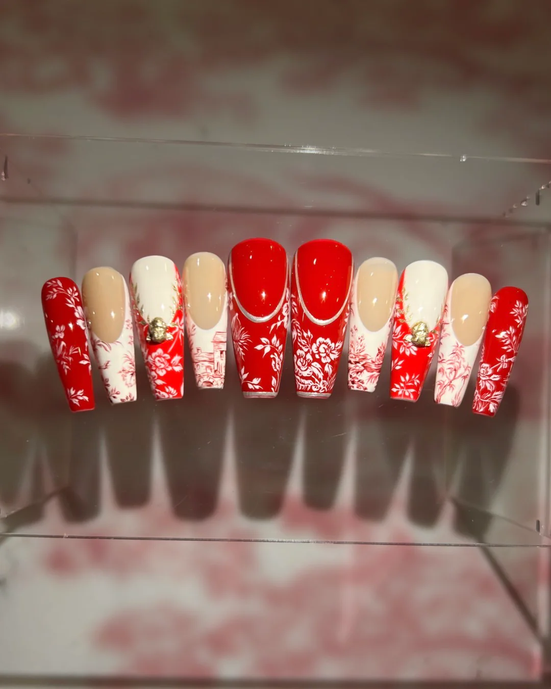 Vermillion Toile de Jouy